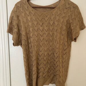 Brown Knit Short Sleeve Sweater